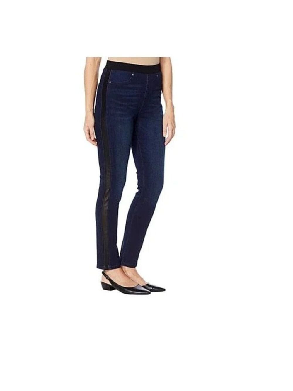 DIANE GILMAN-PULL ON STYLE JEANS w/FAUX LEATHER TRIM 3X PLUS NWT